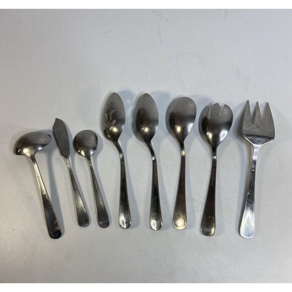 Main Course Korea Stainless Flatware Pattern MNF3 8 Piece Serving Set Silverware - Picture 5 of 9